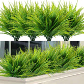 12 Bundles Artificial Boston Ferns Artificial Plants Outdoor Greenery Stems Faux Shrubs Uv Resistant For Garden Front Porch Table Window Box Home Decorations