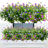 Artificial Flowers Outdoor Uv Resistant 8 Bundles Faux Flower And Plants Plastic Fake Greenery Shrubs For Outside Planter Porch Window Boxes Garden Decoration