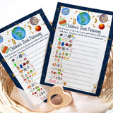 Out Of This World Baby Shower Games Boy - Fun Baby Shower Activities For Guests, Guess The Storybook Pictogram Titles, Cosmic Space Theme Adventure, 25 Cards Pack