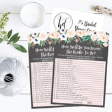 25 Floral How Well Do You Know The Bride Bridal Wedding Shower Or Bachelorette Party Game, Flowers Who Knows The Best, Does The Groom Couples Guessing Question Set Of Cards Pack, Printed Engagement
