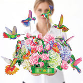 Humming Bird Pop Up Card, 19.5 Inches Real Size Display 3D Valentine Greeting Card, Paper Flower Bouquet, Gift For Valentines Day, Birthday, Mothers Day, Includes Envelope & Message Note