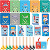 Valentine’S Day Hockey Exchange Gifts - 24 Set Sport Theme Hockey Greeting Cards With Pencil And Eraser For Kids Mini Notebooks Giveaways For Classmates School Classroom Birthday Party Favors
