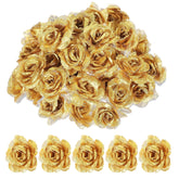 Gold Roses Artificial Flowers, 30 Pcs Fake Silk Gold Flowers Real Looking Faux Blossom Rose Flower Head For Wedding Bouquet Party Decor Diy Crafts Floral Arrangements