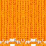 6 Pcs 5 Feet Long Strands Marigold Flowers Garland With Pendant Indian Wedding Decoration Artificial Decorations For Altar Faux Flower For Diwali, Pooja, Bush Floral Party (Orange)