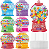 48 Set Valentines Day Gumball Machine Candy Holder Greeting Card, Funny Exchange Card Bulk With Treat Bag For Kids Classroom Activities, Diy Exchange Gift For Boy Girl Valentines Party Favors