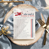 Airplane Baby Shower Games For Boys - 25 Guess Who Mommy Or Daddy Game Cards - Fun Gender Reveal Activities For Guests - Red And Blue Taking Flight Theme, 5X7