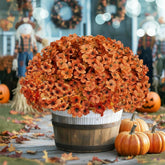 16Pcs Fake Fall Flowers Artificial For Decoration,Uv Resistant Artificial Mums For Outdoors Faux Mums For Outdoor Planters Fake Daisy Autumn For Front Porch Garden Home Patio Yard Decor(Fall Orange)