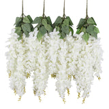 Silk Wisteria Flower Artificial 2.13 Feet Hanging Wisteria Vine Fake Flower Bush String Home Party Wedding Decoration,Pack Of 4?White?