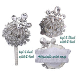 Corsage Wrist And Boutonniere Set 2 Luxury Artificial Rhinestones Handmade For Wedding Party Ceremony Anniversary Prom Perfect For Groom'S Boutonniere And Bride'S Wrist Flowers (Silvery)