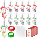 12 Pcs Christmas Whisk Baking Supplies Gifts Set-10'' Red Green Christmas Whisks With Gift Card Ribbon And Bag Holiday Kitchen Baking Supplies Stocking Stuffers Christmas Gifts For Neighbor Family