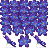 100 Pieces Blue Purple Faux Orchid Flowers Halloween Flower Day Of The Dead Decoration Artificial Orchids For Diy Home Wedding Table Centerpieces Mexican Party Birthday Cake Ornaments (Blue Purple)