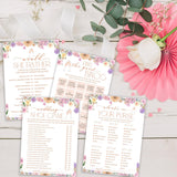 Bridal Shower Game, Find The Guest Bingo, Wedding Shoe, What'S In Your Purse, Would She Rather, 4 Games For 25 Guests, Engagement Party Supplies, Wedding Favors -Set01