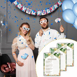 Woodland Animals 30 Baby Shower Feud Game Cards With 1 Answer Card, Safari Gender Reveal Party Supplies Favors (5"X7") - C07