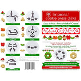 Impress Cookie Press Disks – Christmas Two Set Of 8, Food Safe Plastic Shapes With Wreath, Candle, Elf, & More, Fits Many Manual Models - See Disk Sizing Image To Ensure Fit With Your Press