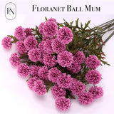 10 Pcs 27" Artificial Faux 4 Heads Kiku Ball Mum,Pom Pom Balls Stem Diy Home Office Shop Wedding Flower Bouquets Aesthetic Room Decoration, Floral Arrangements Centerpiece Decor (Magenta)