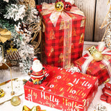 Red Gold Christmas Wrapping Paper Mini Roll, Christmas Tree Buffalo Plaid, Holly Jolly, Wreath Metallic Foil Holiday Gift Wrap, Arts Craft, For Xmas Winter Party, 17 X 120 Inches, 3 Rolls