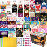 64 Pack All Occasion Cards Assortment Box With Envelopes & Stickers, 4×6 Inch Assorted Blank Greeting Cards For Birthday, Holiday, Love, Anniversary, Thinking Of You, Thank You Cards