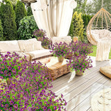 12 Bundles Artificial Daisies Flowers Outdoor Uv Resistant Fake Silk Daisy Mums Flowers No Fade Faux Greenery Plants For Home Wedding Garden Window Box Outdoor Planters Spring Decor - Purple
