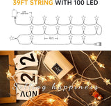 39FT 100 LED Star String Lights Plug In Warm White Fairy Twinkle Lights with 8 Lighting Modes Waterproof Decorative Lights for Bedroom Garden Wedding Party Christmas Tree Decor