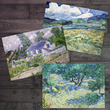 Vincent Van Gogh Auvers Landscape Orchard Cottages Zeegezicht Fine Art Greeting Card Pack Of 6