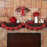 Valentine'S Day Glitter Felt Heart Banner Red Heart Garland Banners Hanging Garland Decorations For Anniversary Wedding Birthday Party Bachelorette Engagement