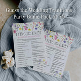 Bridal Shower Games Tying The Knot Wedding Traditions Trivia, 50 Cards Included (Floral)