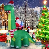 13Ft Christmas Inflatable Outdoor Decorations, Dinosaur Back Santa Claus Inflatable Decorations With Led Lights For Indo