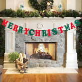 Merry Christmas Banner-Red And Green Merry Christmas Sign Felt Garland For Christma Party Decorations Holiday Mantle Fireplace Home Decor