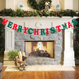 Merry Christmas Banner-Red And Green Merry Christmas Sign Felt Garland For Christma Party Decorations Holiday Mantle Fireplace Home Decor