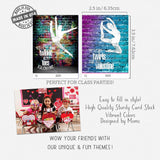 Dance Themed Valentine'S Day Card Set (Set Of 25) Valentine Classroom Sharing Exchange Party Kids Children