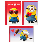 Hallmark Minions Mini Valentines Day Cards and Stickers for Kids School (18 Classroom Valentines with Envelopes)