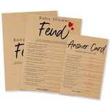 Family Feud Games For Baby Shower, 30 Kraft Paper Game Card With 2 Answer Cards For Baby Boy Girl, Baby Announcement Gender Reveal, Baby Shower Decoration And Supplies - B04