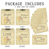 Winnie Baby Shower Games, Diaper Raffle Cards, Baby Shower Game With Box And 50 Guessing Cards, Newborn Birthday Party Retro Decorations Supplies