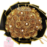 Diy Glitter Roses Bouquet Gold- 36 Pack Fake Shiny Flowers With Stems Eternal Floral For Graduation Handmade Wedding Bouquet Anniversary Birthday Gift, Mother'S Day Gifts For Her