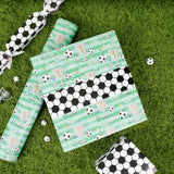 Reversible Soccer Wrapping Paper For Kids Boys - 17 Inch X 33 Ft - Goal & Trophies Design Sports Gift Wrap Paper For Teens Birthday Party Holiday Soccer Fans