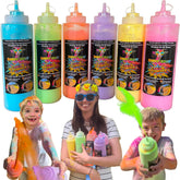 Color Run Powder Squeeze Bottles. Extra Large 34Oz Color Blasters. Holi Powder For Colored Wars, Parties & Summer Camps. 1.1Lb Each, Pack Of 6