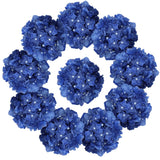 Royal Blue Flowers Hydrangea Artificial Flowers 10Pcs Full Faux Hydrangea Silk Flowers Heads Fake Silk Flowers With Stems For Home Wedding Party Centerpieces Arch Party Decoration