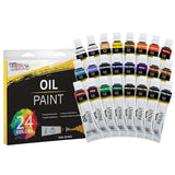 70-Piece Artist Oil Painting Set With Aluminum Field Easel, Wood Table Easel, 24 Oil Paint Colors, 37 Brushes, 2 Stretched Canvases, 6 Canvas Panels, Painting Pad, Palette & More