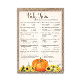 Pumpkin Baby Shower Game, Pumpkins Baby Trivia Game — Pack Of 25 — Fall Baby Shower, Rustic Gender Neutral Baby Shower Games, Little Pumpkin Autumn Fall Baby Halloween Baby Party Games Sku G331-Trv