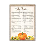 Pumpkin Baby Shower Game, Pumpkins Baby Trivia Game — Pack Of 25 — Fall Baby Shower, Rustic Gender Neutral Baby Shower Games, Little Pumpkin Autumn Fall Baby Halloween Baby Party Games Sku G331-Trv