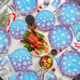 170Pcs Frozen Birthday Party Decorations Purple And Blue Snowflake Winter Wonderland Include Disposable Plates, Cups, Cutlery, Banner, Tablecloth For Christmas Winter Wonderland Decorations