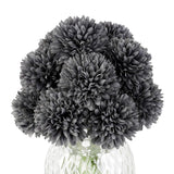 Artificial Flowers, 12Pcs Fake Flowers Silk Artificial Chrysanthemum Ball Hydrangea Bridal Wedding Bouquet For Home Garden Party Wedding Decor (Grey, 12 Pcs)