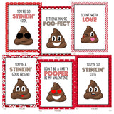 Poop Emoji Funny Themed Valentine Day Classroom Sharing Card Set (24 Included) Class Exchange Kids Valentine'S Pack