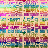 Birthday Kraft Wrapping Paper Roll, Mini Roll, Colorful Foil Happy Birtdhay Text Pattern Kraft Paper, Birthday Gift Wrap For Birthdays, Party And Special Occasions, 17 Inches X 16.4 Feet