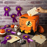 58 Pcs Halloween Pumpkin Carving Contest Awards Kit Including Halloween Ballot Box 50 Voting Cards 7 Pumpkin Carving Prize Award Ribbons For Game Party Decoration
