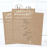 Baby Shower Games For 25 Guests - Rustic Kraft Who Knows Mommy Best Baby Shower Game, Babyshower Games Boy Girl Gender Neutral, Who Knows Mom Best Gender Reveal Game, Made In Usa