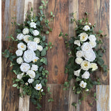 Arch Flower Kit Of 2 - Artificial Floral Swag For Wedding Welcome Sign, Reception Ceremony Signs, Chair Decor (White)