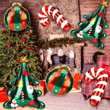 6 Christmas Foil Balloons, Christmas Balloons Set With Hanging Ball Christmas Cane Christmas Tree Balloons Ribbon Straw Christmas Decorations For Birthday Festival Candy Theme Party, 3 Styles