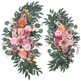 Wedding Arch Flowers, Artificial Floral Decor For Wedding Ceremony & Reception, Standard Size Large Flower Swag Set For Backdrop & Welcome Sign, Pack Of 2 (Dust No. 1)