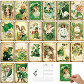 80 Pcs Vintage St. Patrick 'S Day Cards Bulk 4 X 6'' Green Shamrock Saint Patricks Day Postcards Clover Irish Greeting Cards Gifts For Holiday Irish Party Favor Celebrations Supplies